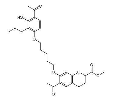 methyl (R,S)-6-acetyl-7-[5-(4-acetyl-3-hydroxy-2-propylphenoxy)pentoxy]-3,4-dihydro-2H-1-benzopyran-2-carboxylate结构式