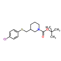 3-(4-Chloro-phenylsulfanylmethyl)-piperidine-1-carboxylic acid tert-butyl ester picture