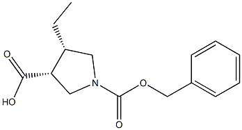 cis-1-(benzyloxycarbonyl)-4-ethylpyrrolidine-3-carboxylic acid结构式