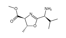 2-(1-amino-2-methylpropyl)-4-carbomethoxy-5-methyl-trans-oxazoline结构式