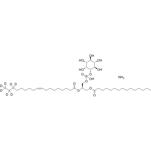 1-Pentadecanoyl-2-oleoyl-sn-glycero-3-phosphoinositol-d7 ammonium结构式