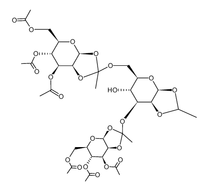 O-3,4,6-Tri-O-acetyl--D-mannopyranosylethylidyne-(1-23)-O-[3,4,6-tri-O-acetyl--D-mannopyranosylethylidyne-(1-26)]-1,2-O-ethylidene--D-mannopyranose结构式