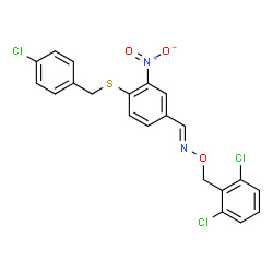 4-[(4-CHLOROBENZYL)SULFANYL]-3-NITROBENZENECARBALDEHYDE O-(2,6-DICHLOROBENZYL)OXIME Structure