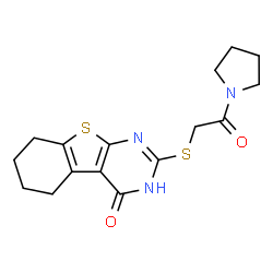 2-((2-oxo-2-(pyrrolidin-1-yl)ethyl)thio)-5,6,7,8-tetrahydrobenzo[4,5]thieno[2,3-d]pyrimidin-4(3H)-one结构式