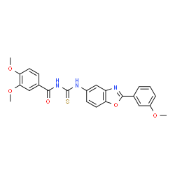 3,4-Dimethoxy-N-{[2-(3-methoxyphenyl)-1,3-benzoxazol-5-yl]carbamothioyl}benzamide结构式