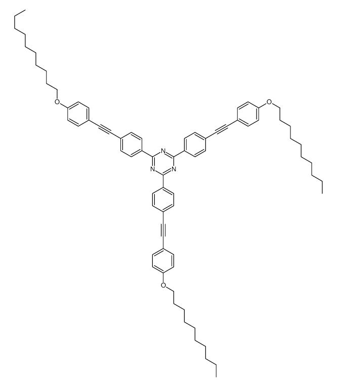 2,4,6-tris[4-[2-(4-decoxyphenyl)ethynyl]phenyl]-1,3,5-triazine结构式