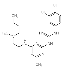 2-[4-[2-(butyl-methyl-amino)ethylamino]-6-methyl-pyrimidin-2-yl]-1-(3,4-dichlorophenyl)guanidine structure