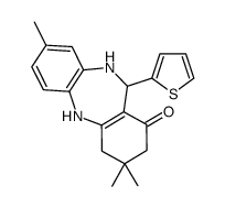 3,9,9-trimethyl-6-thiophen-2-yl-6,8,10,11-tetrahydro-5H-benzo[b][1,4]benzodiazepin-7-one结构式