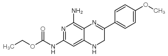 Carbamic acid, (5-amino-1,2-dihydro-3-(4-methoxyphenyl)pyrido(3,4-b)py razin-7-yl)-, ethyl ester structure