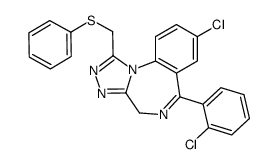 4H-(1,2,4)Triazolo(4,3-a)(1,4)benzodiazepine, 8-chloro-6-(2-chlorophen yl)-1-((phenylthio)methyl)-结构式