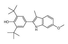 2,6-ditert-butyl-4-(6-methoxy-3-methyl-1H-indol-2-yl)phenol结构式