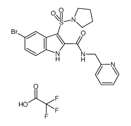 5-bromo-N-(pyridin-2-ylmethyl)-3-(pyrrolidin-1-ylsulfonyl)-1H-indole-2-carboxamide trifluoroacetate结构式