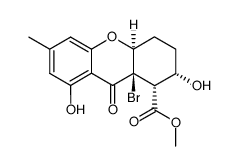 8aβ-bromo-5a,5,6,7,8,8a-hexahydro-1,7α-dihydroxy-8α-methoxycarbonyl-3-methylxanthone Structure