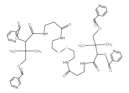 [(3R)-4-[[3-[2-[2-[3-[[(2S)-3,3-dimethyl-2,4-bis(pyridine-3-carbonyloxy)butanoyl]amino]propanoylamino]ethyldisulfanyl]ethylamino]-3-oxopropyl]amino]-2,2-dimethyl-4-oxo-3-(pyridine-3-carbonyloxy)butyl] pyridine-3-carboxylate Structure