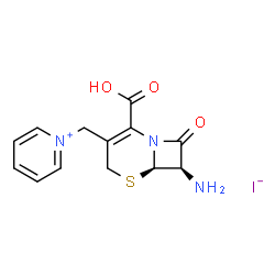 1-[(7-amino-2-carboxy-8-oxo-5-thia-1-azabicyclo[4.2.0]oct-2-en-3-yl)methyl]pyridinium iodide structure