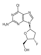 2-amino-6-chloro-9-(2,3-dideoxy-3-fluoro-β-D-erythro-pentofuranosyl)purine结构式