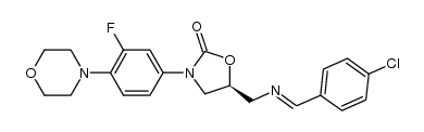 (S)-(E,Z)-5-((4-chlorobenzylideneamino)methyl)-3-(3-fluoro-4-morpholinophenyl)oxazolidin-2-one结构式