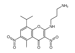 2-[(3-aminopropyl)amino]-8-isopropyl-5-methyl-3,6-dinitro-4H-1-benzopyran-4-one结构式