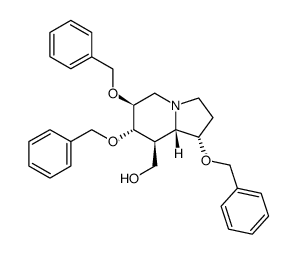 8-Indolizinemethanol, octahydro-1,6,7-tris(phenylmethoxy)-, 1S-(1.alpha.,6.beta.,7.alpha.,8.beta.,8a.beta.)-结构式