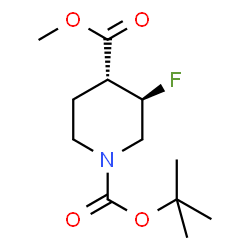 (3,4)-Trans-1-tert-butyl 4-methyl 3-fluoropiperidine-1,4-dicarboxylate racemate structure