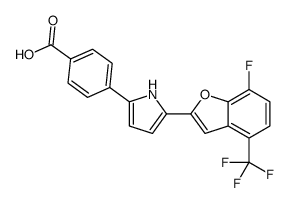 4-{5-[7-Fluoro-4-(trifluoromethyl)-1-benzofuran-2-yl]-1H-pyrrol-2 -yl}benzoic acid Structure