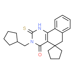 3-(Cyclopentylmethyl)-2-thioxo-2,3-dihydro-1H-spiro[benzo[h]quinazoline-5,1'-cyclopentan]-4(6H)-one结构式
