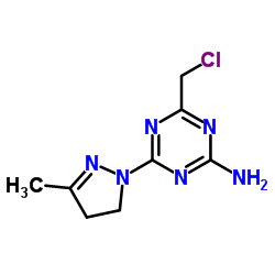 4-(Chloromethyl)-6-(3-methyl-4,5-dihydro-1H-pyrazol-1-yl)-1,3,5-triazin-2-amine结构式