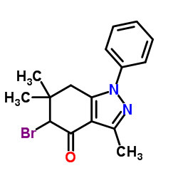 5-Bromo-3,6,6-trimethyl-1-phenyl-1,5,6,7-tetrahydro-4H-indazol-4-one Structure