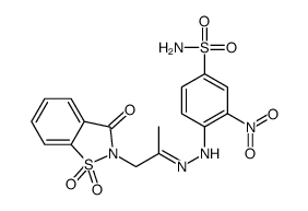 3-nitro-4-[2-[1-(1,1,3-trioxo-1,2-benzothiazol-2-yl)propan-2-ylidene]hydrazinyl]benzenesulfonamide Structure