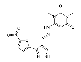 3-(5-nitro-furan-2-yl)-1(2)H-pyrazole-4-carbaldehyde (1,3-dimethyl-2,6-dioxo-1,2,3,6-tetrahydro-pyrimidin-4-yl)-hydrazone结构式