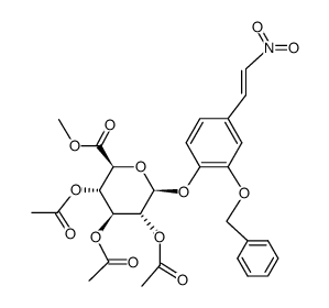 2-苄氧基-4-(2-硝基乙烯基)苯基β-D-葡糖基葡萄糖醛糖醛酸2,3,4-三乙酸甲酯结构式