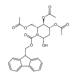 2-deoxy-1,5-[[(9-fluorenylmethyloxy)-carbonyl]imino]-3,4,6-tri-O-acetyl-D-arabino-hexopyranose结构式