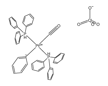 trans-carbonylphenylbis(triphenylphosphine)platinum(II) perchlorate结构式