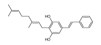 2-[(2E)-3,7-Dimethyl-2,6-octadienyl]-5-[(1E)-2-phenylethenyl]-1,3-benzenediol structure