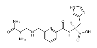 N-<6-<<<(S)-2-amino-2-(carbamoyl)-ethyl>amino>methyl>pyridine-2-carbonyl>-L-histidine (PYML-1)结构式