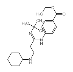 ethyl 4-[[C-[2-(cyclohexylamino)ethyl]-N-tert-butyl-carbonimidoyl]amino]benzoate结构式