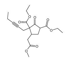 2,5-Diethoxycarbonyl-3-methoxycarbonylmethyl-2-(2-pentyl)cyclopentanone Structure