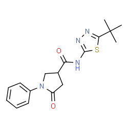 N-(5-tert-butyl-1,3,4-thiadiazol-2-yl)-5-oxo-1-phenylpyrrolidine-3-carboxamide结构式