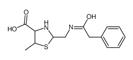 5-methyl-2-[[(2-phenylacetyl)amino]methyl]-1,3-thiazolidine-4-carboxylic acid Structure