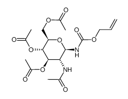 2-acetamido-3,4,6-tri-O-acetyl-1-N-allyloxycarbonyl-2-deoxy-β-D-glucopyranosylamine结构式