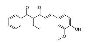 (E)-2-ethyl-5-(4-hydroxy-3-methoxyphenyl)-1-phenyl-pent-4-ene-1,3-dione结构式