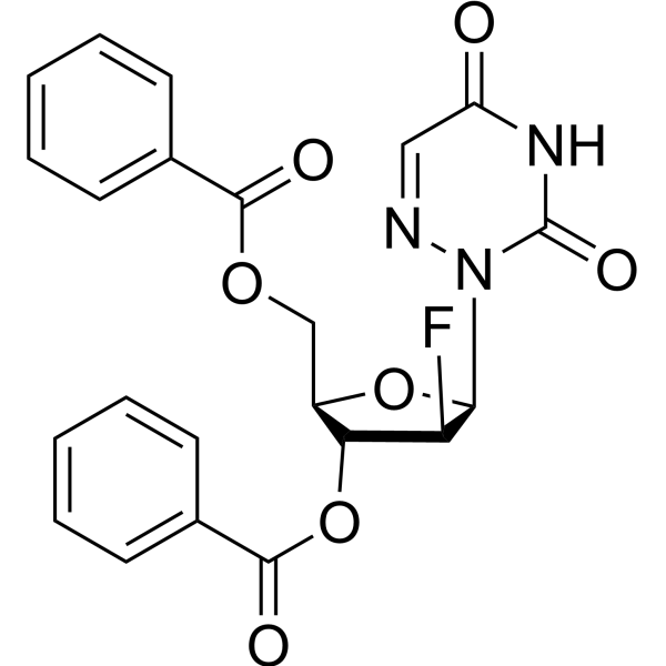 3',5'-Bis-O-benzoyl-2'-deoxy-2'-fluoro-beta-D-arabino-6-azidouridine结构式