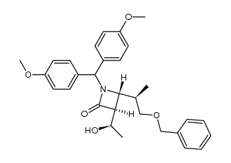 (3S,4R)-1-(di-p-anisylmethyl)-3-[(R)-1-hydroxyethyl]-4-[(R)-1-(benzyloxymethyl)ethyl]-2-azetidinone结构式