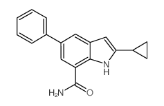 2-Cyclopropyl-5-phenyl-1H-indole-7-carboxamide structure