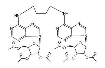 (2R,2'R,3R,3'R,4R,4'R,5R,5'R)-((butane-1,4-diylbis(azanediyl))bis(9H-purine-6,9-diyl))bis(5-(acetoxymethyl)tetrahydrofuran-2,3,4-triyl) tetraacetate结构式