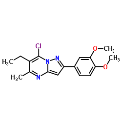 7-Chloro-2-(3,4-dimethoxyphenyl)-6-ethyl-5-methylpyrazolo[1,5-a]pyrimidine结构式