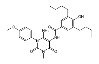 Benzamide,N-[6-amino-1,2,3,4-tetrahydro-1-(4-methoxyphenyl)-3-methyl-2,4-dioxo-5-pyrimidinyl]-3,5-dibutyl-4-hydroxy-结构式