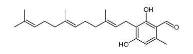 2,4-Dihydroxy-6-methyl-3-[(2E,6E)-3,7,11-trimethyl-2,6,10-dodecatrienyl]benzaldehyde Structure