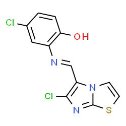 4-CHLORO-2-([(6-CHLOROIMIDAZO[2,1-B][1,3]THIAZOL-5-YL)METHYLENE]AMINO)BENZENOL Structure