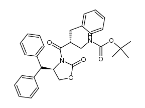 tert-butyl ((R)-3-((R)-4-benzhydryl-2-oxooxazolidin-3-yl)-2-benzyl-3-oxopropyl)carbamate Structure